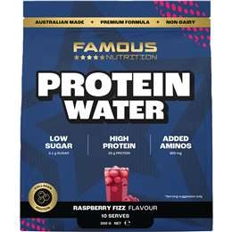 Famous Nutrition Protein Water Powder Raspberry Fizz Flavour 300g