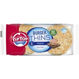 Tip Top Burger Thins Bread Bakery 6 Pack