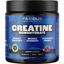 Famous Nutrition Creatine Monohydrate Powder Grape Flavour 300g