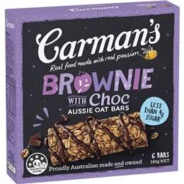 Carman's Aussie Oat Bars Choc Brownie With Chocolate 6 Pack