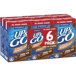 Sanitarium Up&go Liquid Breakfast No Added Sugar Choc Ice 250ml X6 Pack