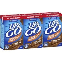 Sanitarium Up&go Liquid Breakfast No Added Sugar Choc Ice 3x250ml