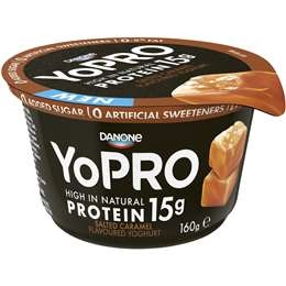 Yopro Danone High Protein Yoghurt No Added Sugar Salted Caramel 160g