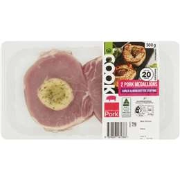 Woolworths Cook Pork Medallions Garlic & Herb Stuffing 300g