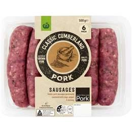 Woolworths Classic Cumberland Pork Sausages 500g