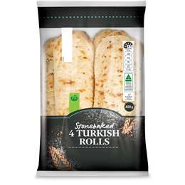 Woolworths Stonebaked Turkish Rolls  4 Pack