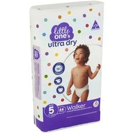 Little One's Size 5 Ultra Dry Nappies Walker 13-18kg Boys & Girls 44 Pack