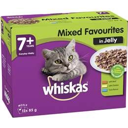 Whiskas Senior 7+ Years Wet Cat Food Mixed Favourites In Jelly 85g X 12 Pack