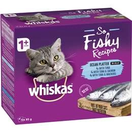 Whiskas So Fishy 1+ Years Wet Cat Food Ocean Platter In Jelly 85g X 12 Pack