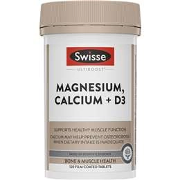 Swisse Ultiboost Magnesium, Calcium + D3 Tablets For Bone Health 120 Pack