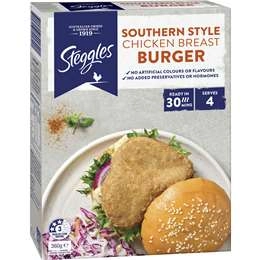 Steggles Chicken Breast Burgers Southern Style 360g