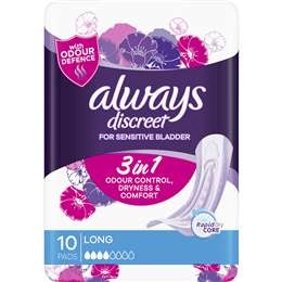 Always Discreet Incontinence Pads Long  10 Pack