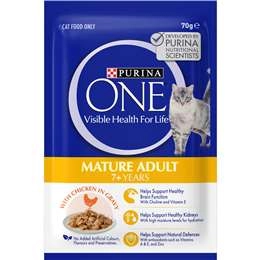 Purina One Adult Mature 7+ With Chicken In Gravy Wet Cat Food 70g