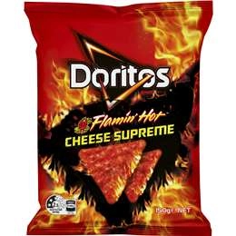 Doritos Corn Chips Cheese Supreme Flaming Hot 150g