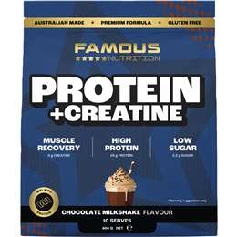 Famous Nutrition Protein + Creatine Powder Chocolate Milkshake Flavour 400g