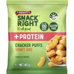 Arnott's Snack Right Cracker Puffs Honey Bbq 80g