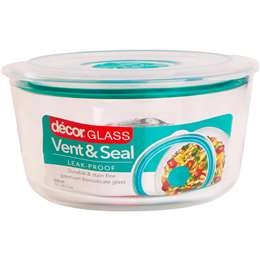 Decor Glass Vent & Seal Leak Proof Round 500ml