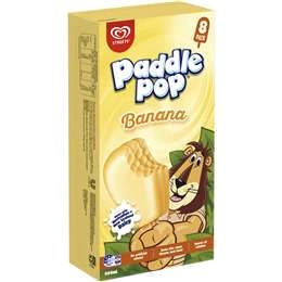 Paddle Pop Banana Frozen Dessert Sticks 8 Pack