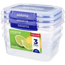 Sistema Klip It Plus Rectangle 1l  3 Pack