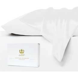 Luxor Crown Set of 2 Mulberry Silk Standard Pillowcases (White)