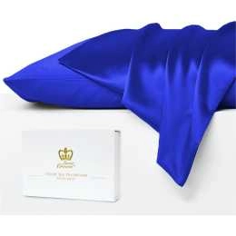 Luxor Crown Set of 2 Mulberry Silk Standard Pillowcases (Royal / Navy)