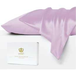 Luxor Crown Set of 2 Mulberry Silk Standard Pillowcases (Lilac)