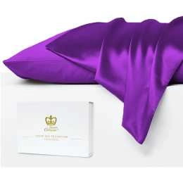 Luxor Crown Set of 2 Mulberry Silk Standard Pillowcases (Purple)