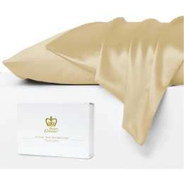 Luxor Crown Set of 2 Mulberry Silk Standard Pillowcases (Taupe)