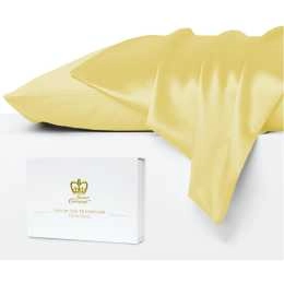 Luxor Crown Set of 2 Mulberry Silk Standard Pillowcases (Champagne)