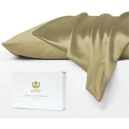 Luxor Crown Set of 2 Mulberry Silk Standard Pillowcases (Mocha)