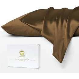 Luxor Crown Set of 2 Mulberry Silk Standard Pillowcases (Chocolate)