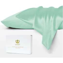 Luxor Crown Set of 2 Mulberry Silk Standard Pillowcases (Mint)