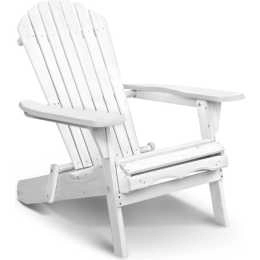 Gardeon Adirondack Outdoor Chairs Wooden Foldable Beach Chair Patio Furniture White