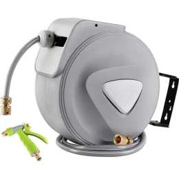 Water Hose Reel 30M Retractable Garden Auto Rewind Brass Spray Gun