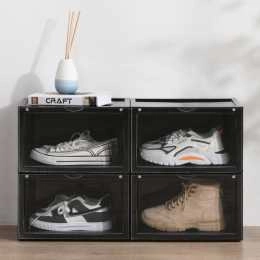 Nelio 4 Pack Premium Sneaker Display Box Side Open Black