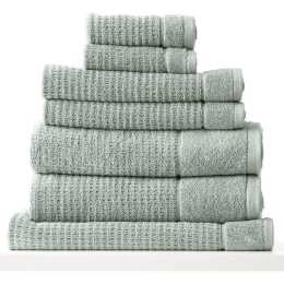 Renee Taylor Cambridge 650 GSM 7 Piece Textured Towel Packs Eucalyptus