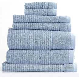 Renee Taylor Cambridge 650 GSM 7 Piece Textured Towel Packs Blue Mirage