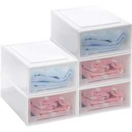 Nelio Stackable Wardrobe Organiser Storage Boxes Pack Medium 5 Pack