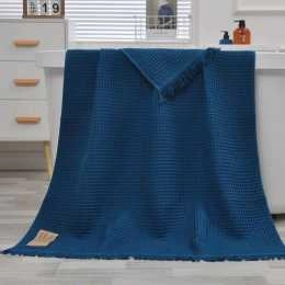 Queling Ultra Soft Waffle Textured Extra Large Cotton Bath Sheet/Beach Towel 90x180cm Dark Blue