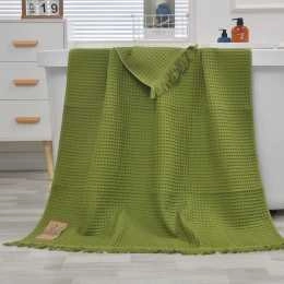 Queling Ultra Soft Waffle Textured Extra Large Cotton Bath Sheet/Beach Towel 90x180cm Green