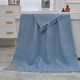 Queling Ultra Soft Waffle Textured Extra Large Cotton Bath Sheet/Beach Towel 90x180cm Sky Blue