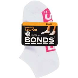 Bonds Kids Cushioned Low Cut Socks Size 5-8 3 Pack