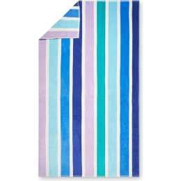 Morrissey Holiday Stripe Velour 100% Cotton Beach Towel 86 x 160cm Blue/Green/Navy