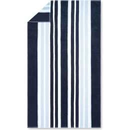 Sheraton Luxury Summer Stripe Velour 100% Cotton Beach Towel 86 x 160cm Navy