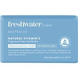 Freshwater Farm Australia Natural Vitamin E Castile Bar Fragrance Free 200g