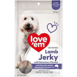 Love 'em Grain Free Dog Treats Lamb Jerky With Rosemary Flavour 200g