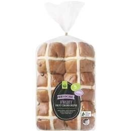 Woolworths Indulgent Brioche Fruit Hot Cross Buns 6 Pack