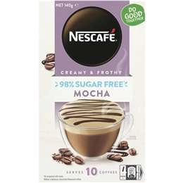 Nescafe 98% Sugar Free Mocha Coffee Sachets 10 Pack