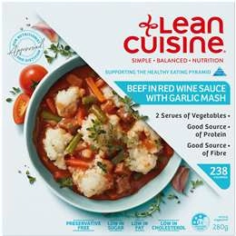 Lean Cuisine Beef In Red Wine Sauce With Garlic Mash Frozen Meal 280g