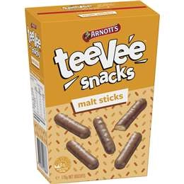 Arnott's Tee Vee Snacks Malt Sticks Chocolate Biscuits 175g